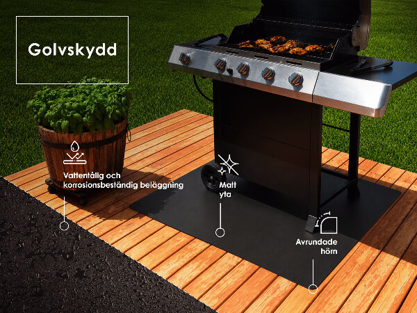 Rettangolare pedana salvapavimento per barbecue 100x80 cm