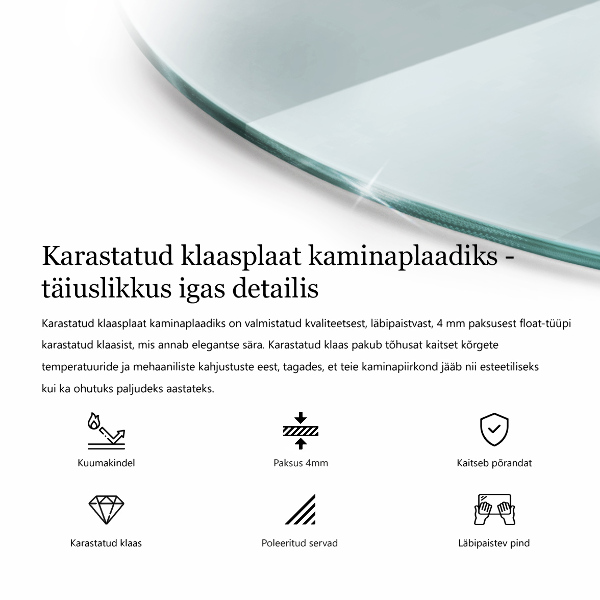 Vetro sotto il camino 100x100 cm