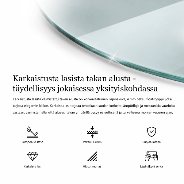 Vetro sotto il camino 100x100 cm