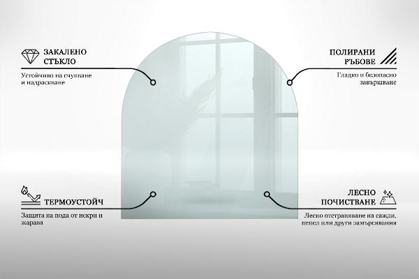 Lastra in vetro per caminetto 100x100 cm