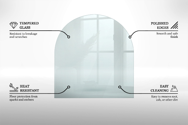 Lastra in vetro per caminetto 100x100 cm