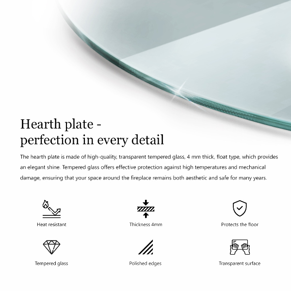 Lastra in vetro per caminetto 100x100 cm