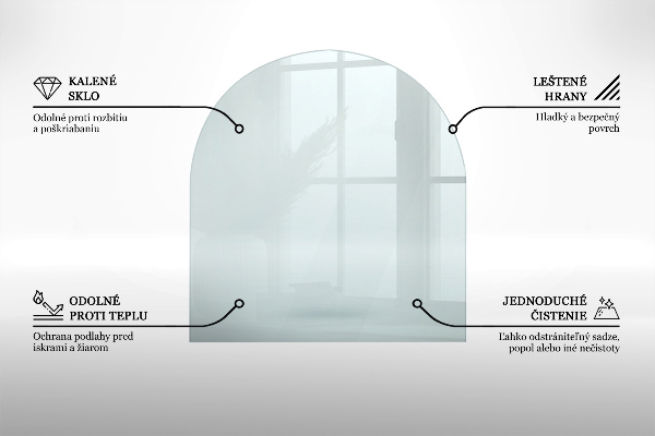 Vetro sotto il camino 80x70 cm