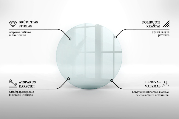 Vetro sotto il camino fi100 cm