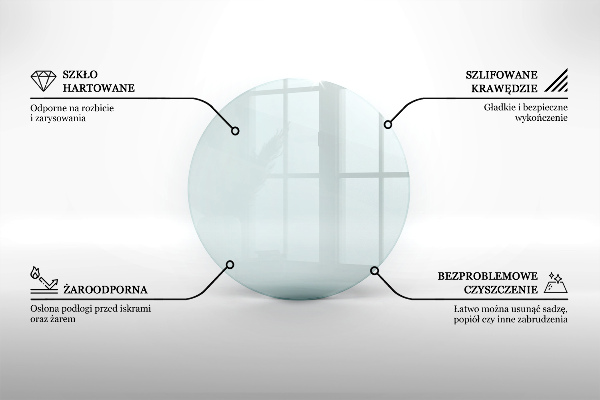 Vetro sotto il camino fi100 cm