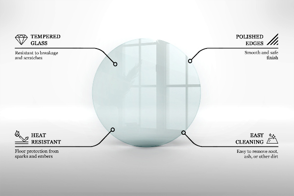 Vetro sotto il camino fi100 cm