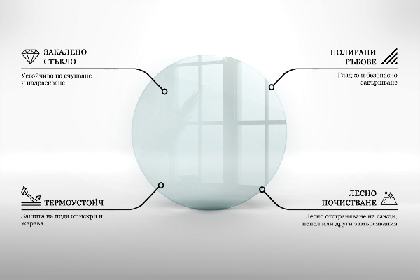 Lastra in vetro per caminetto fi50 cm