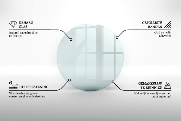 Lastra in vetro per caminetto fi60 cm
