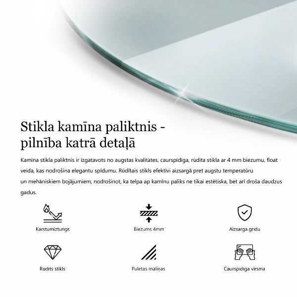 Vetro sotto il camino fi80 cm