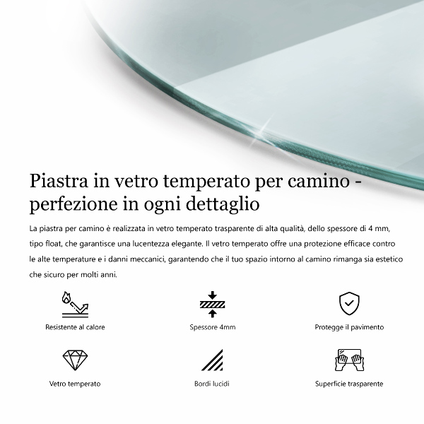 Vetro sotto il camino fi90 cm