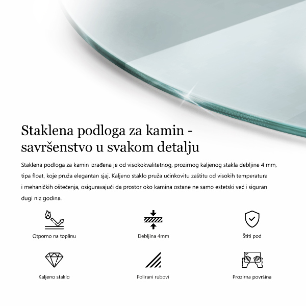 Vetro sotto il camino fi90 cm