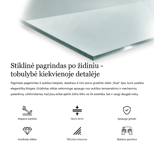 Vetro sotto il camino 100x50 cm