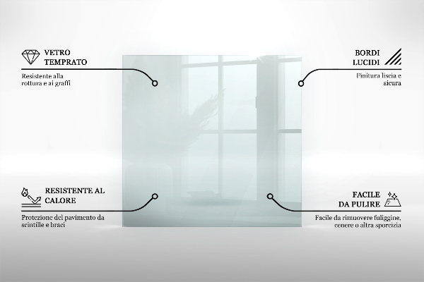 Vetro sotto il camino 100x50 cm