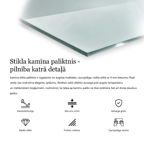 Vetro sotto il camino 100x50 cm