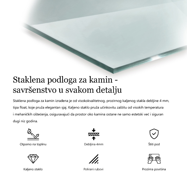 Vetro sotto il camino 120x60 cm