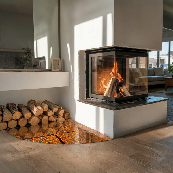 Vetro sotto il camino Venatura del legno in sezione trasversale