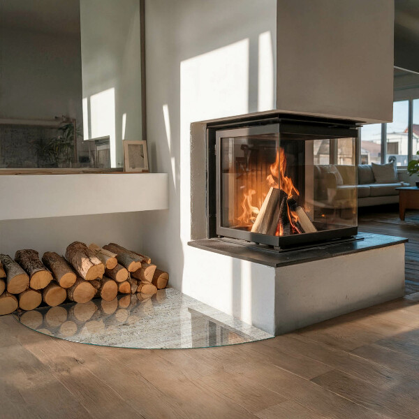 Vetro sotto il camino Texture di legno chiaro