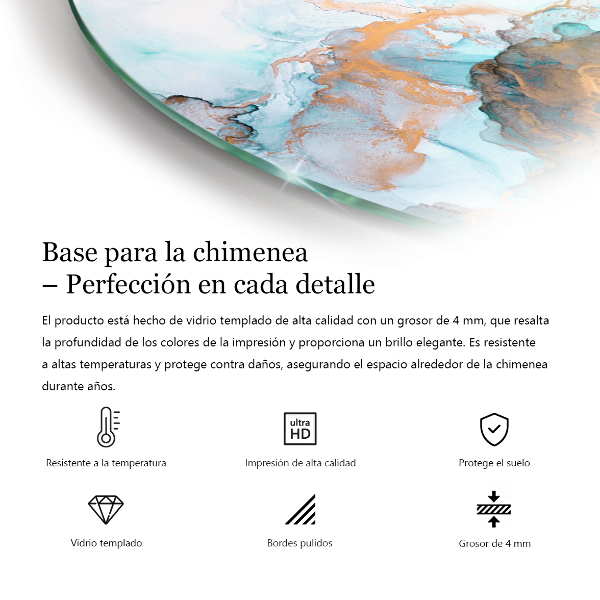 Vetro sotto il camino Tavola di legno nel layout