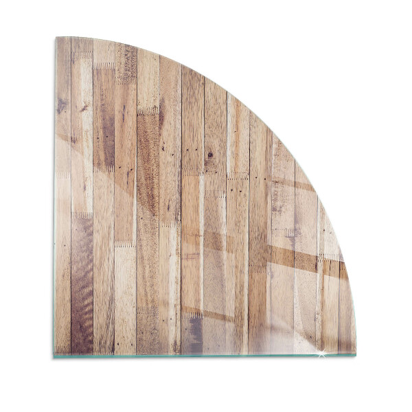 Vetro sotto il camino Tavola di legno nel layout