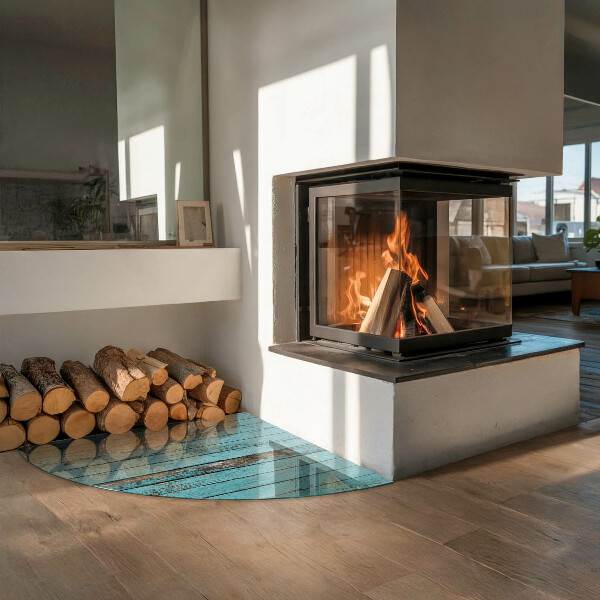 Vetro sotto il camino Tavole in stile rustico