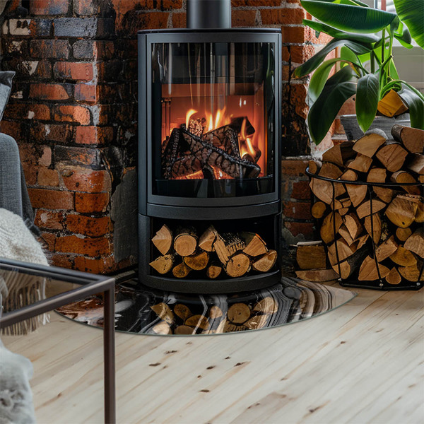 Vetro sotto il camino Onde e linee astratte