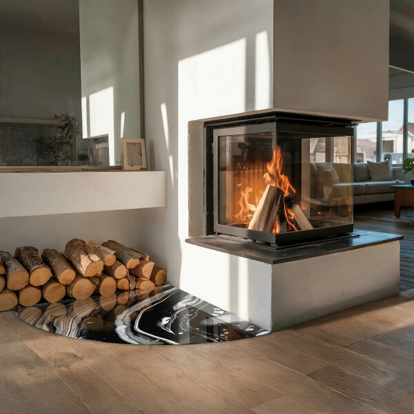 Vetro sotto il camino Onde e linee astratte