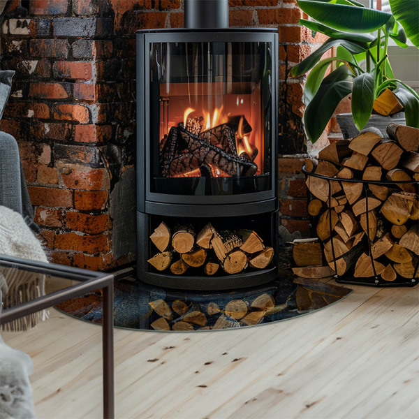 Vetro sotto il camino Foglie eleganti nella consistenza