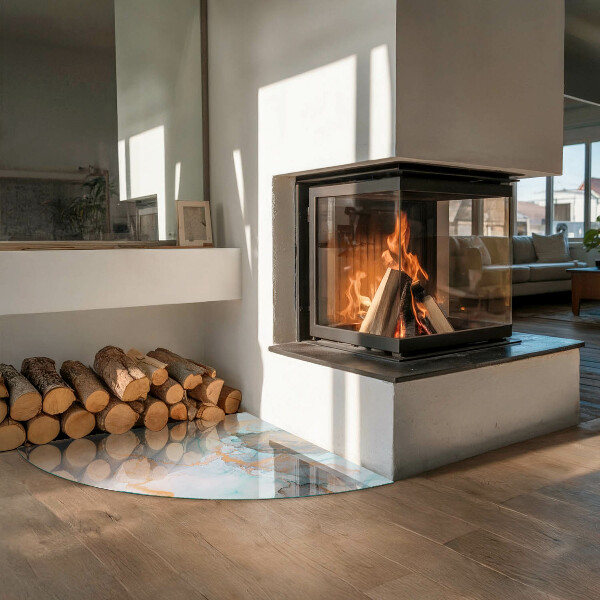 Vetro sotto il camino Modello fluido astratto