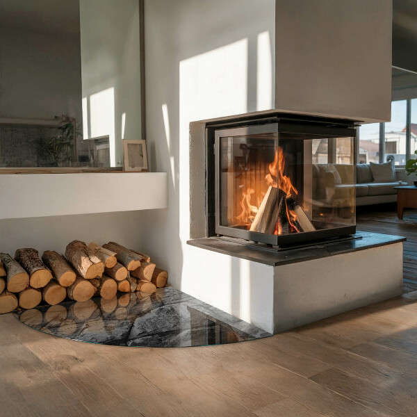 Vetro sotto il camino Modello in pietra naturale