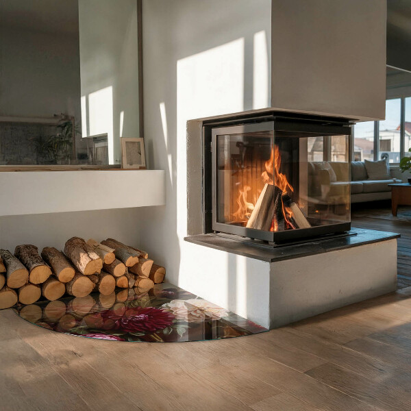 Vetro sotto il camino Bouquet di fiori in dettaglio