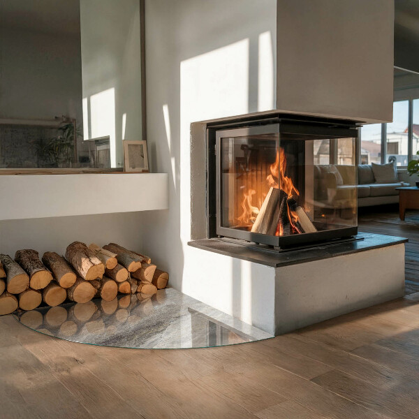 Vetro sotto il camino Modello in pietra naturale