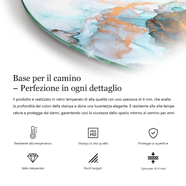 Vetro sotto il camino Motivo in pietra con particelle