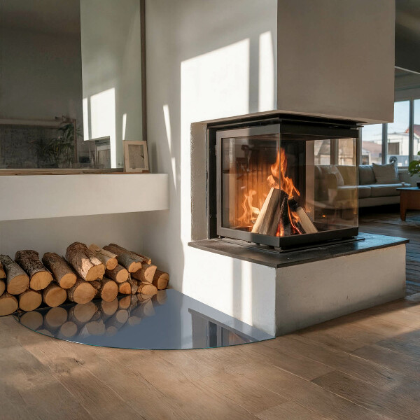 Vetro sotto il camino Colore blu scuro