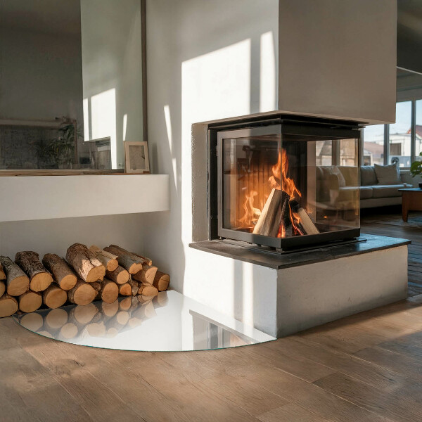 Vetro sotto il camino Colore avorio