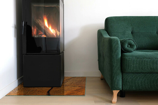 Quadrata vetro sotto stufa Venatura del legno in sezione trasversale