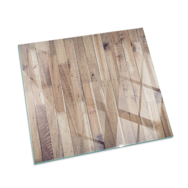 Quadrata vetro sotto stufa Tavola di legno nel layout