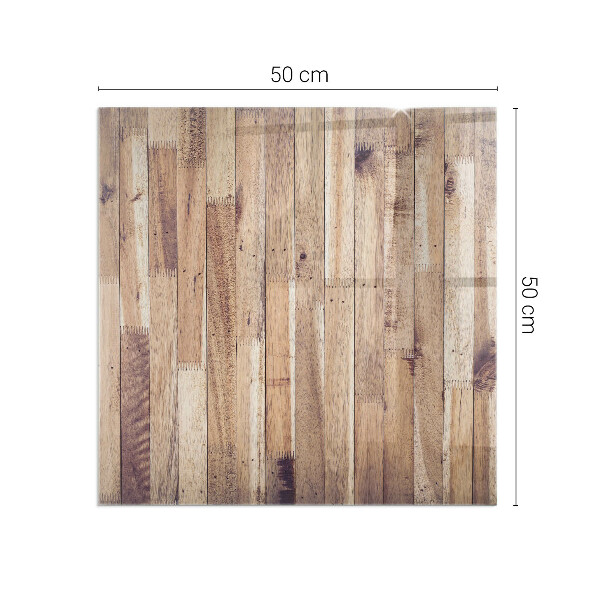 Quadrata vetro sotto stufa Tavola di legno nel layout