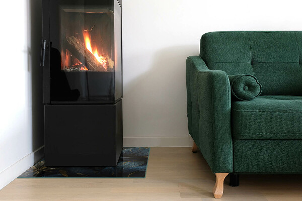 Quadrata vetro sotto stufa Foglie eleganti nella consistenza