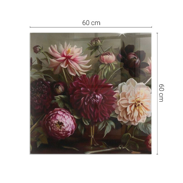 Quadrata vetro sotto stufa Bouquet di fiori in dettaglio