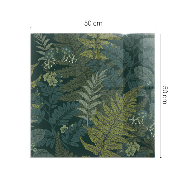 Quadrata vetro sotto stufa Motivi vegetali con farfalle