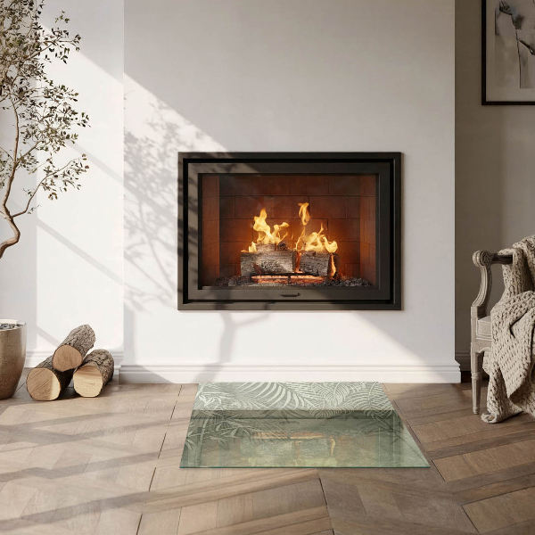 Quadrata vetro sotto stufa Foglie tropicali sullo sfondo