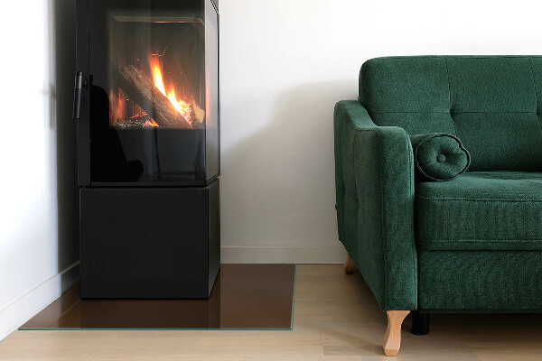 Quadrata vetro sotto stufa Colore Marrone