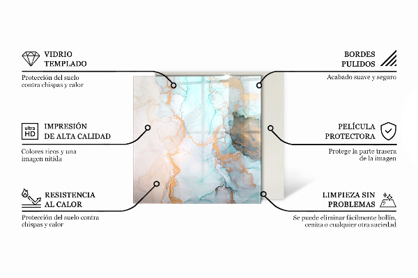 Quadrata vetro sotto stufa Colore blu scuro