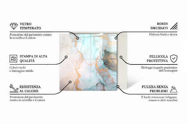 Quadrata vetro sotto stufa Colore Marrone chiaro