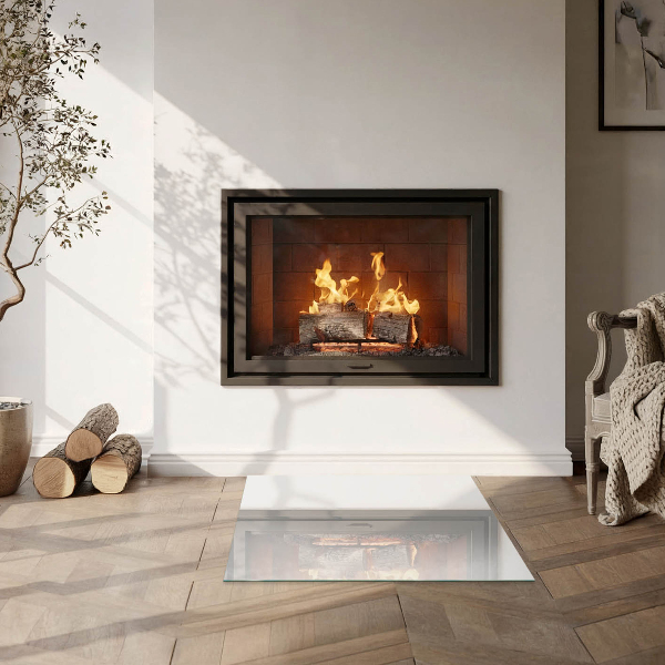 Quadrata vetro sotto stufa Colore avorio