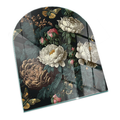 Lastra in vetro per caminetto Motivo floreale con farfalle