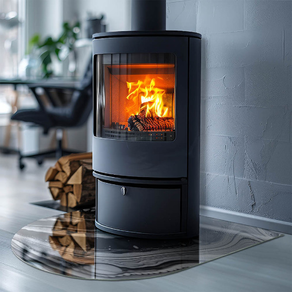 Lastra in vetro per caminetto Onde e linee astratte