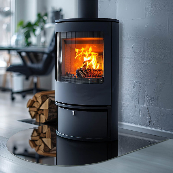 Lastra in vetro per caminetto Colore Nero