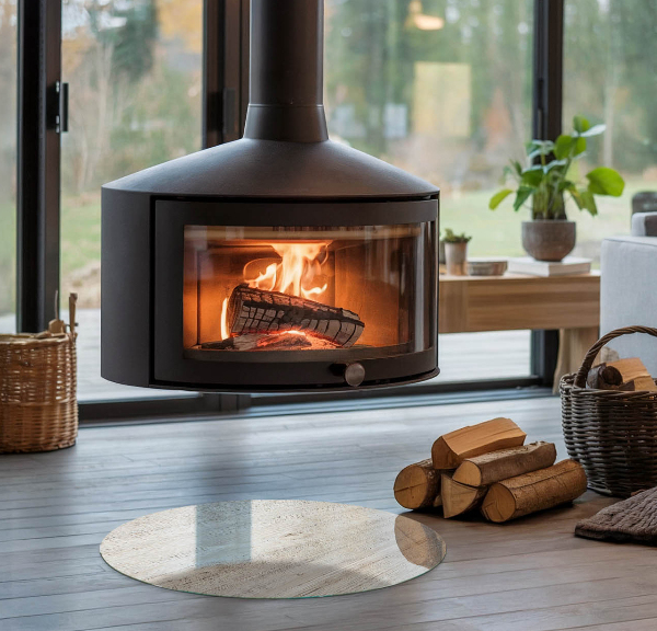 Rotonda vetro sotto stufa Texture di legno chiaro