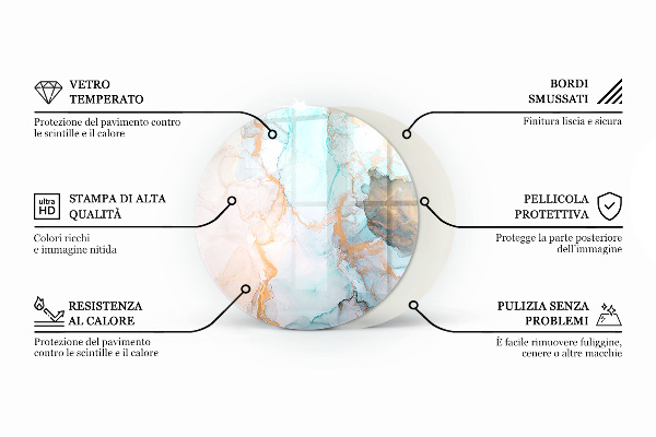 Rotonda vetro sotto stufa Modello di struttura in marmo